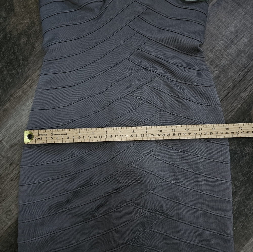 BCBGMaxAzria One-Shoulder Charcoal/Olive Dress, XS, NWT - Picture 9 of 12